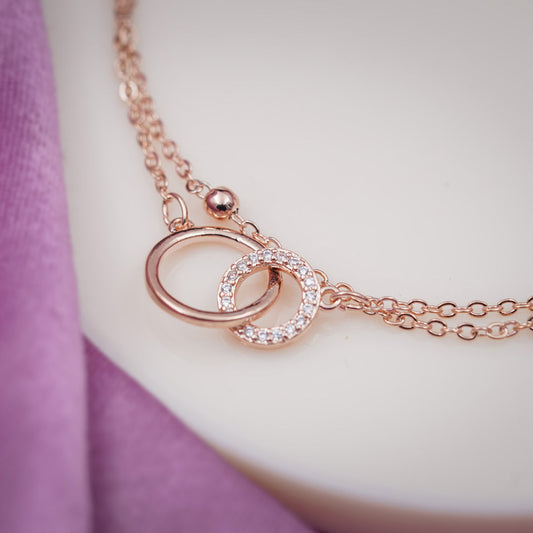 Interlocking Circle Rose Gold Anklet jewellery product view 2