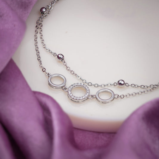 Minimalist Three Circle Silver Anklet jewellery product view 2