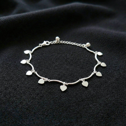Dainty Heart Silver Anklet jewellery product view 2
