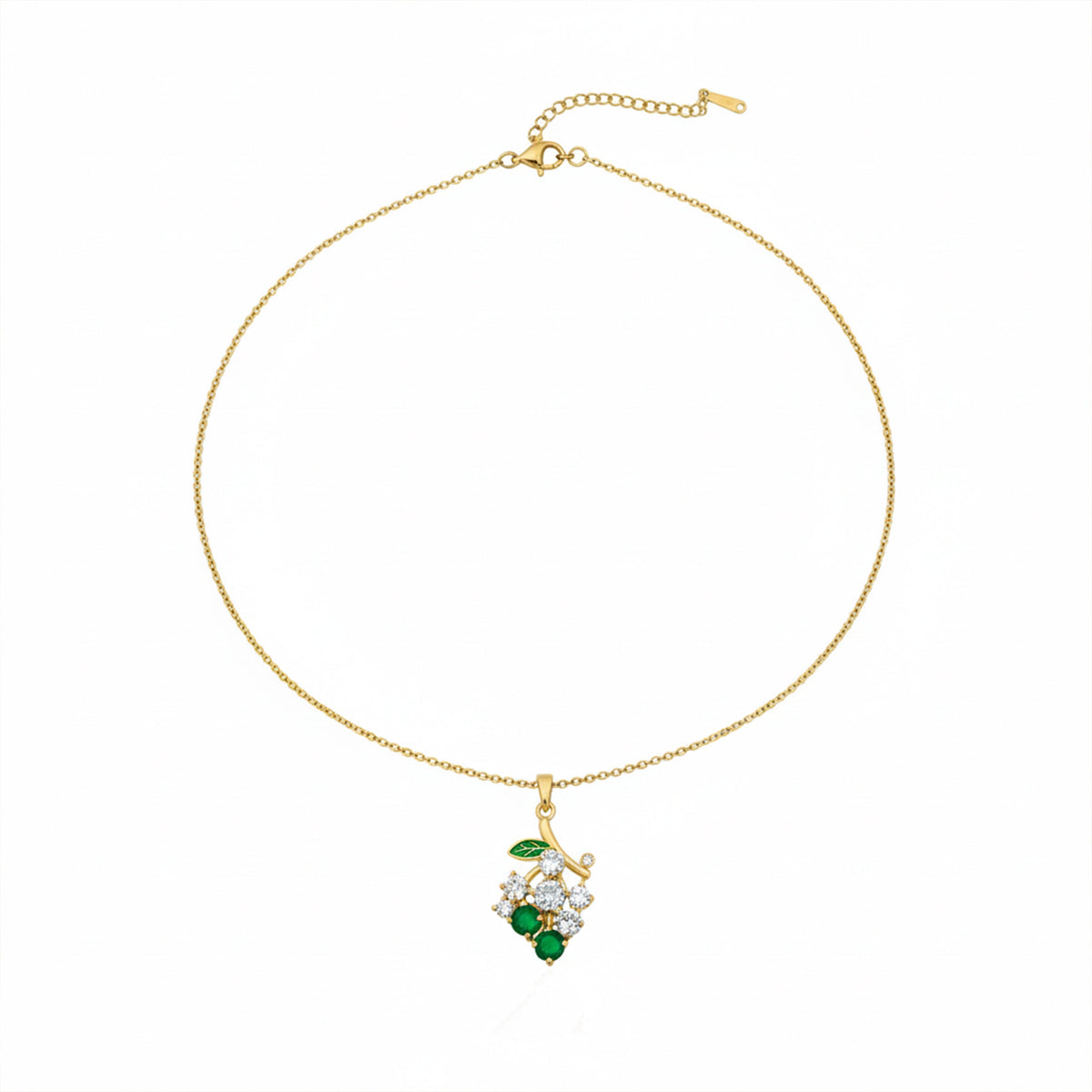 Green Flower Crystal Gold Pendant Necklace jewellery product view 5