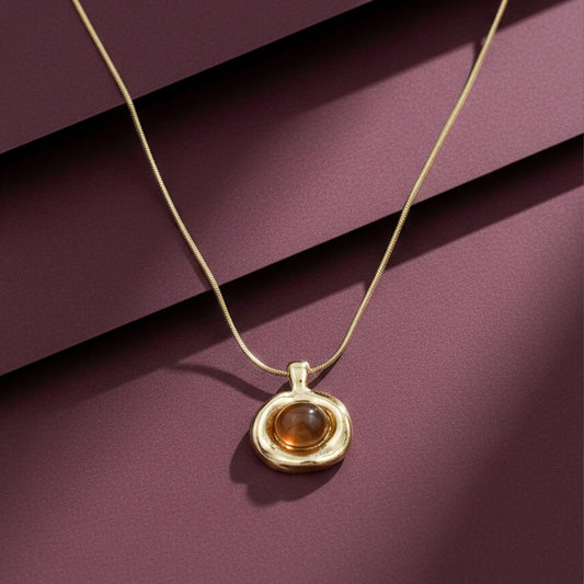 Amber Glow Gold Pendant Necklace jewellery product view 2