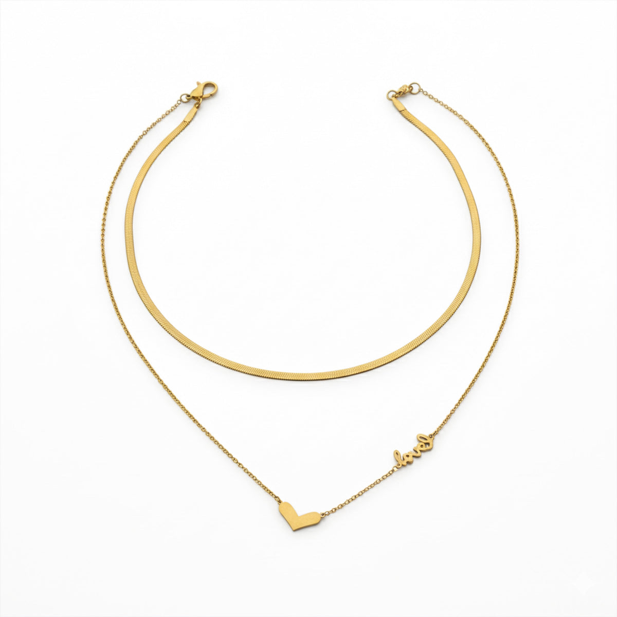Layered Love Heart Gold Necklace jewellery product view 5