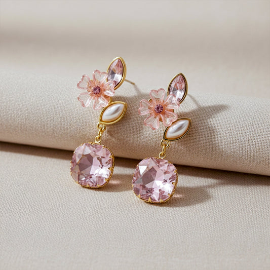 Pink Blossom Elegance Drop Earrings jewellery product view 2
