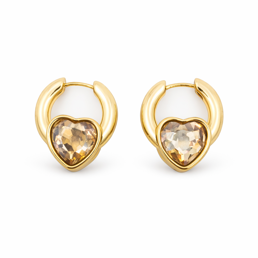 Chic Gold Heart Dangle Earrings jewellery product view 4
