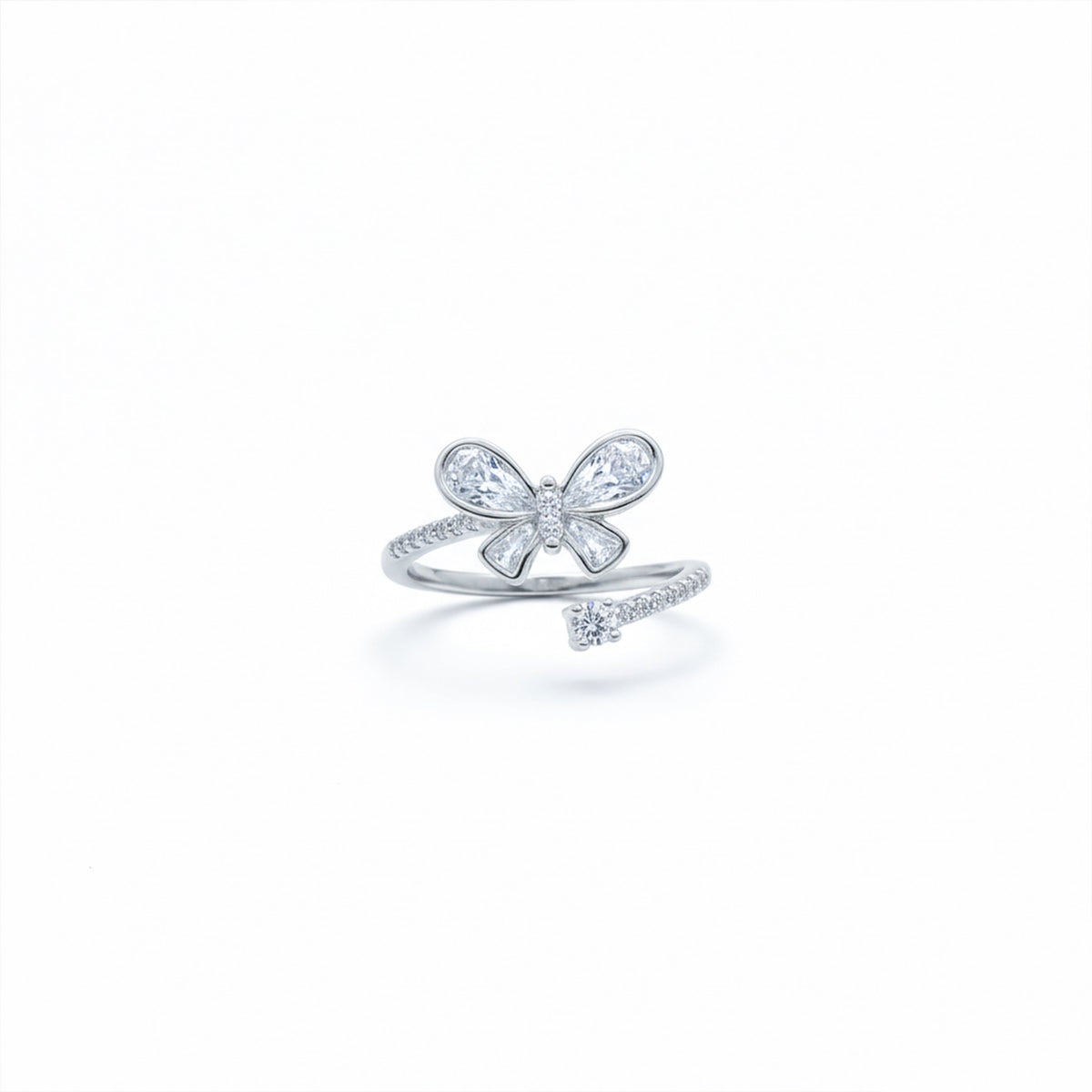 Elegant Crystal Bow Ribbon Ring jewellery product view 4