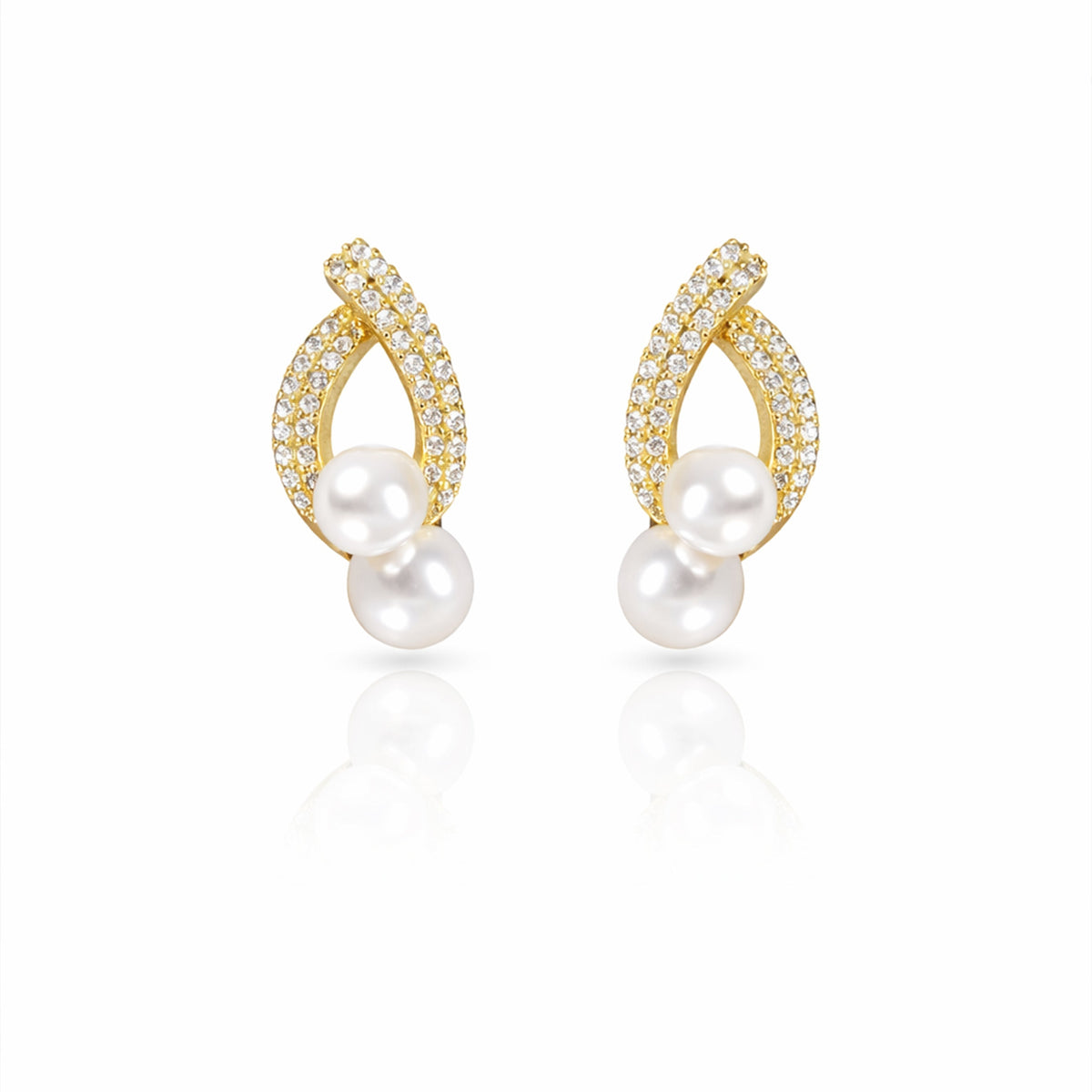 Elegant Double Pearl Drop Diamond Earrings jewellery product view 7