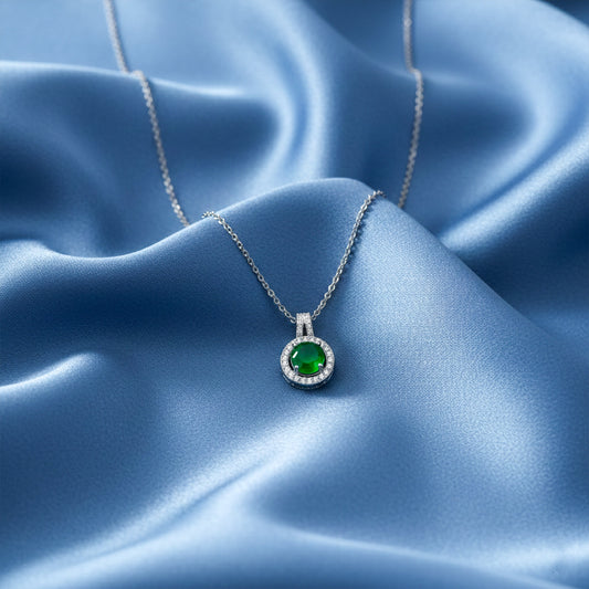 Imperial Emerald Halo Necklace jewellery product view 2