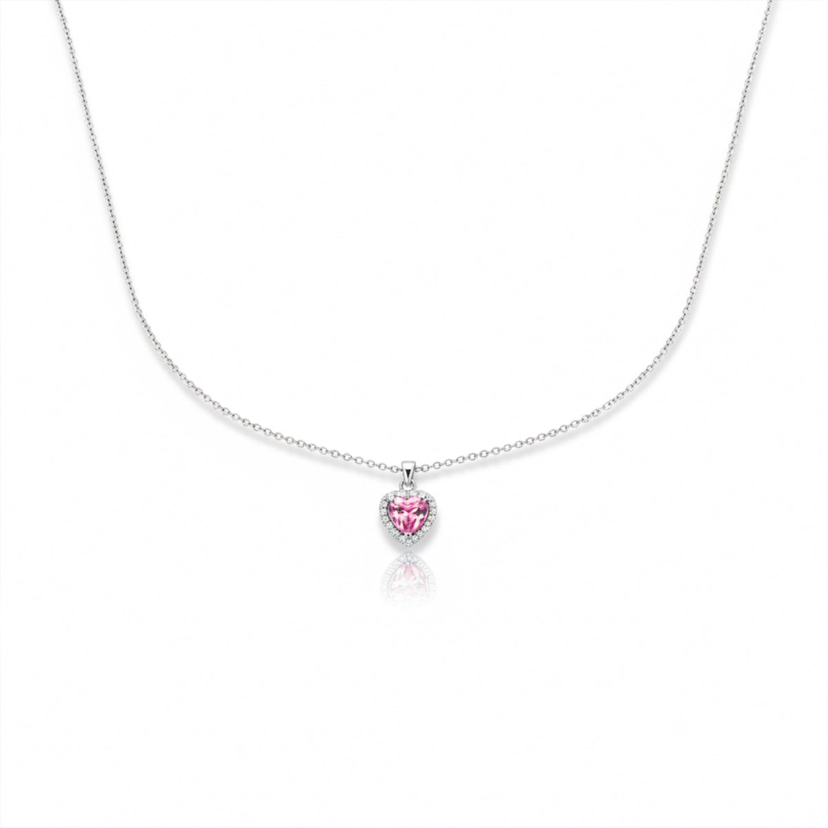 Pink Heart Crystal Pendant Necklace jewellery product view 3