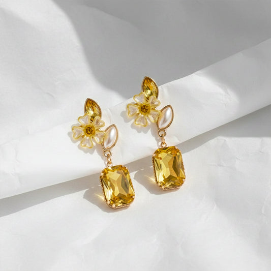 Amber Glow Floral Earrings jewellery product view 2