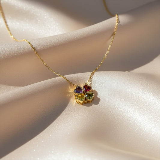 Luxury Four Leaf Clover Gold Necklace jewellery product view 2
