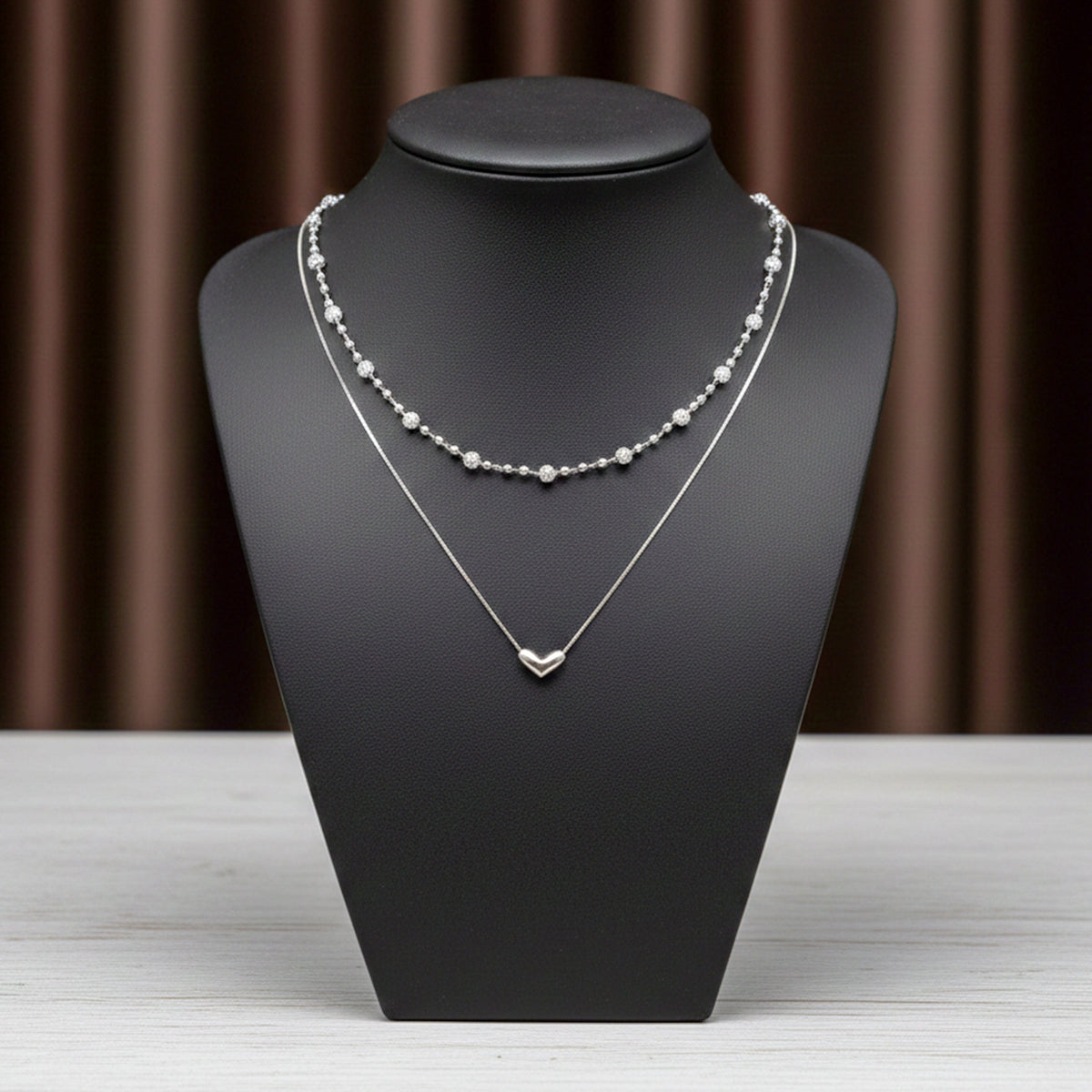 Luxpenny Dual Layer Silver Heart Necklace jewellery product view 3