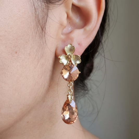 Peach Glow Luxe Danglers Earrings jewellery product view 2