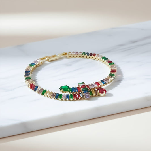 Regalia Rainbow Baguette Tennis Bracelet jewellery product view 2