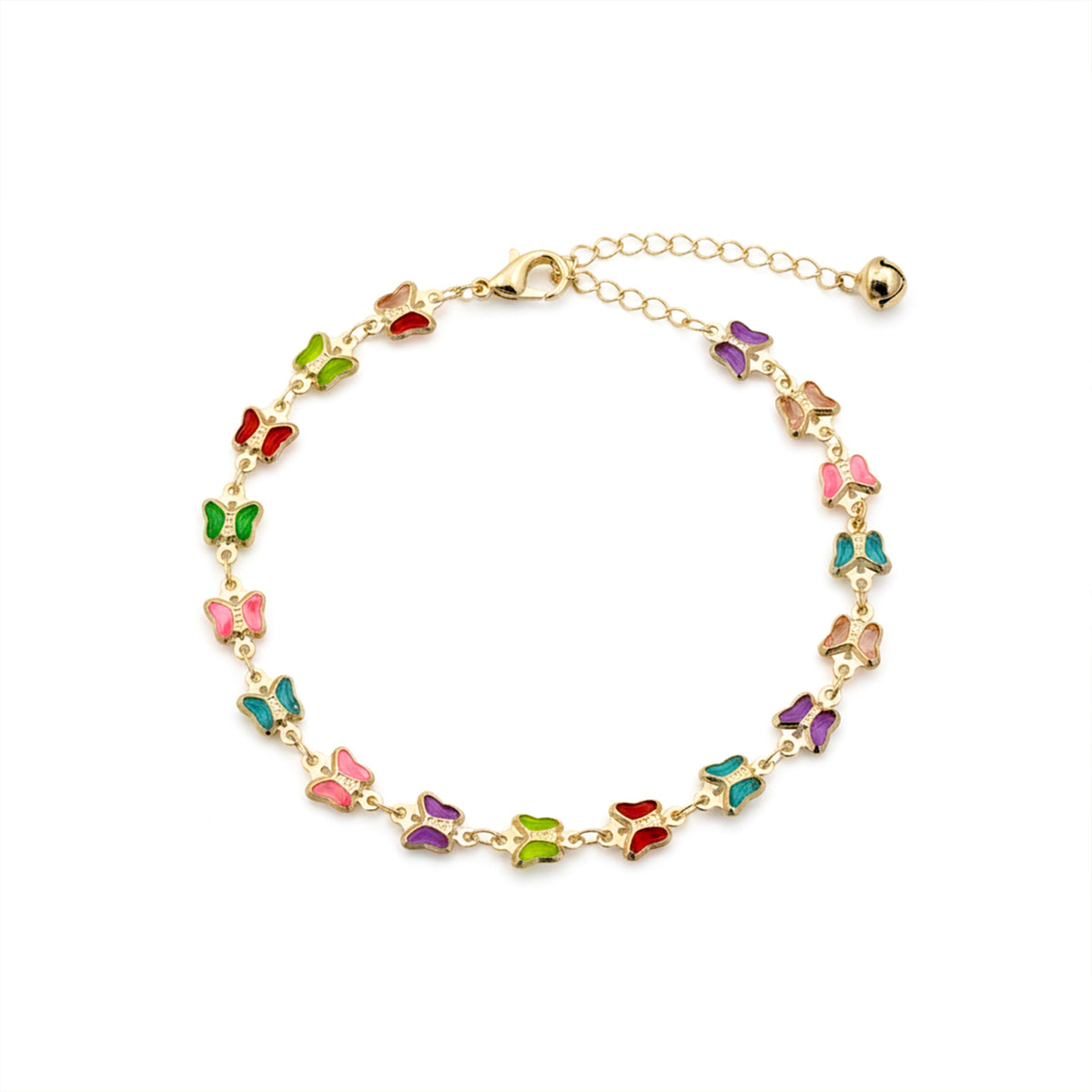 Luxe Multicolor Butterfly Charm Anklet jewellery product view 5