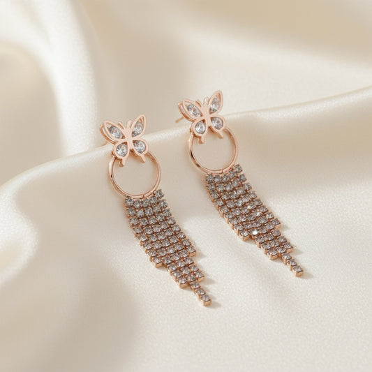 Butterfly Crystal Tassel Earrings jewellery product view 2