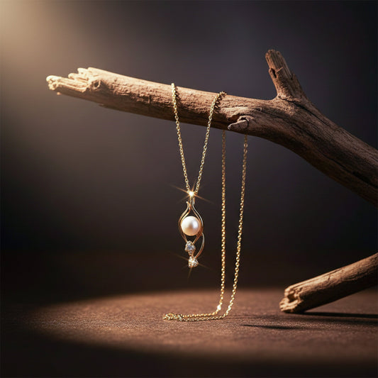 Minimal Gold Pearl Drop Pendant Necklace jewellery product view 2