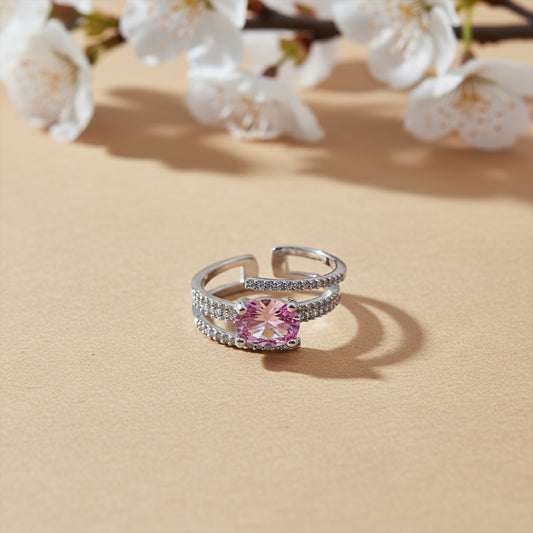 Pink Sapphire Diamond Split Band Ring jewellery product view 2