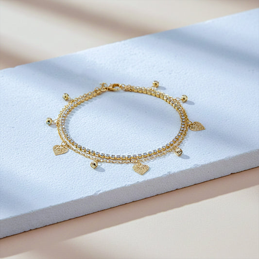 Elite Sparkling Heart Anklet jewellery product view 2