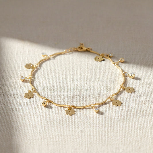 Golden Blossom Charm Anklet jewellery product view 2