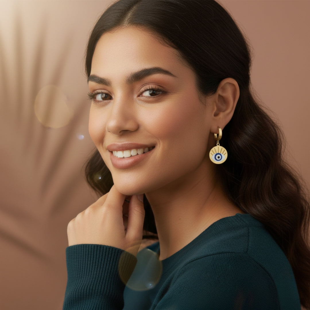Evil Eye Round Earrings jewellery product view 7
