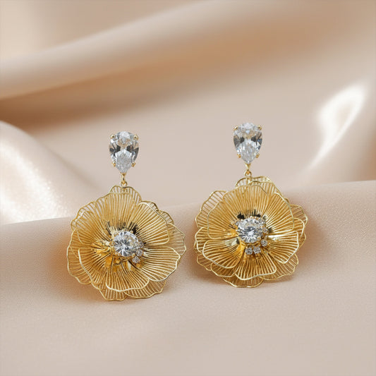 Zeenat Shahi Flower Drop Earrings jewellery product view 2