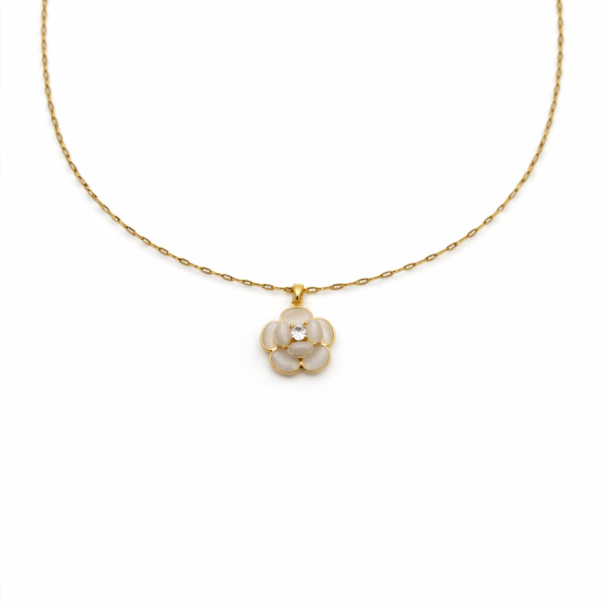 Petite White Blossom Necklace jewellery product view 4