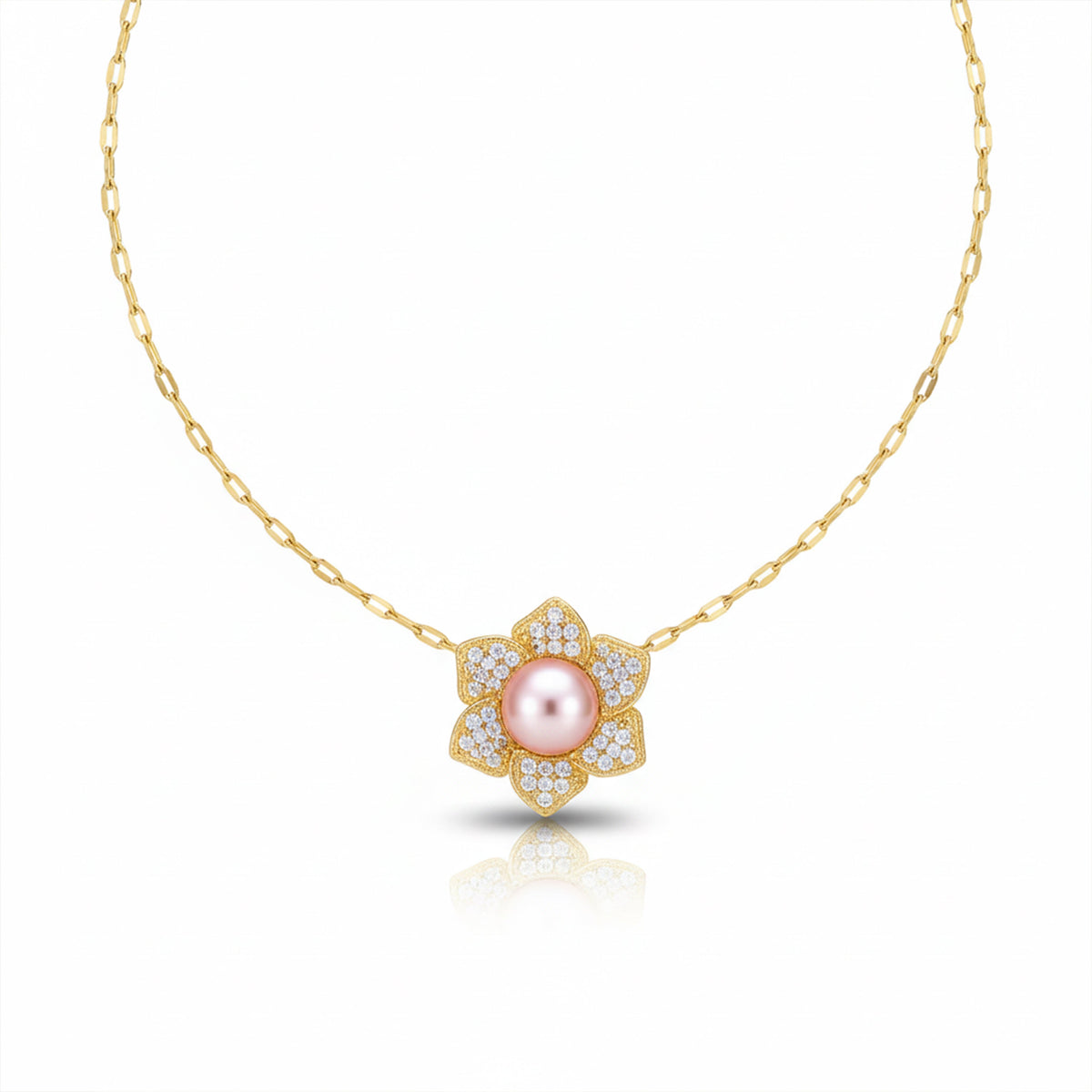 Gold Flower Pearl Pendant jewellery product view 5
