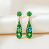 Elegant Green Floral Drop Earrings jewellery product view 1