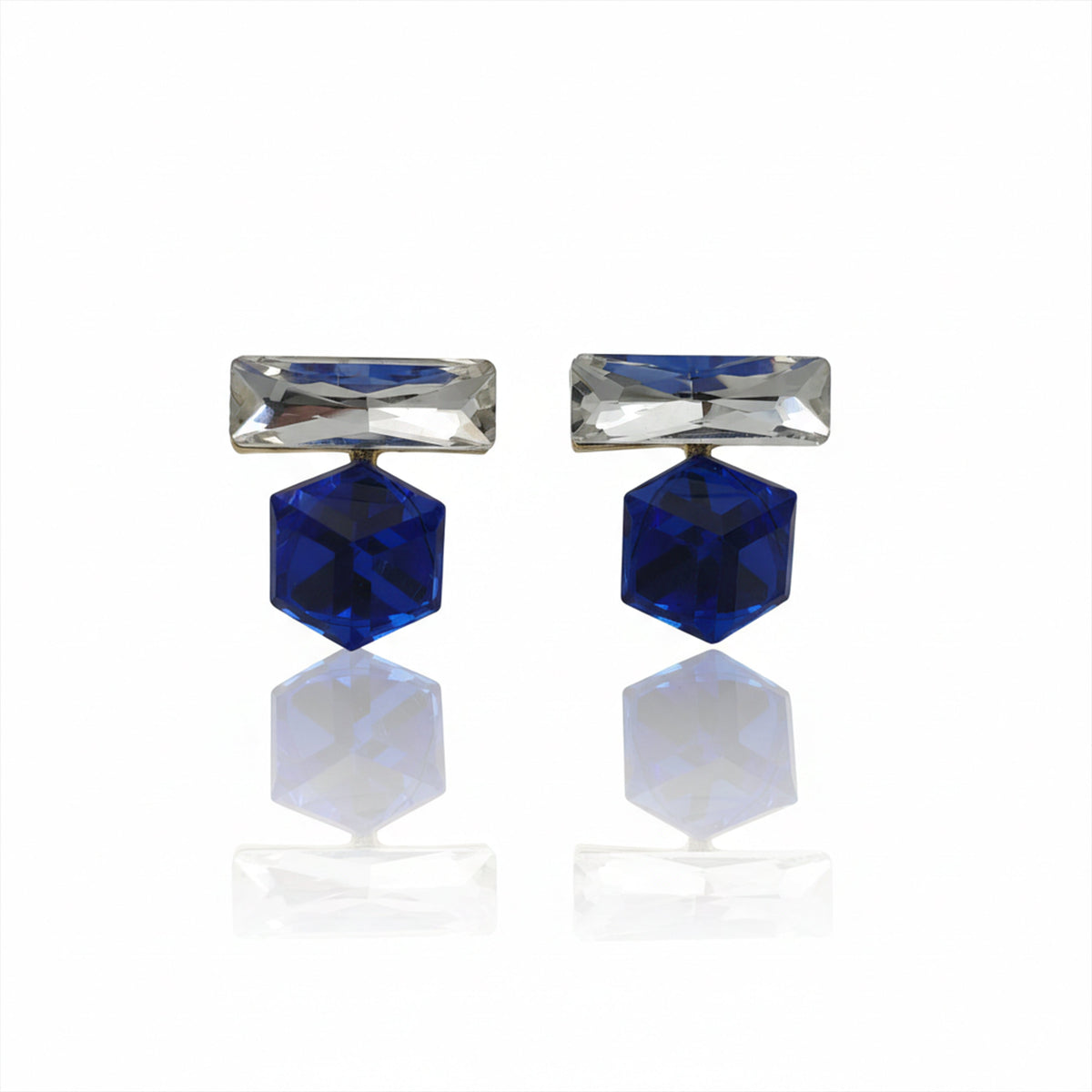 Blue Cube Crystal Dangle Earrings jewellery product view 6
