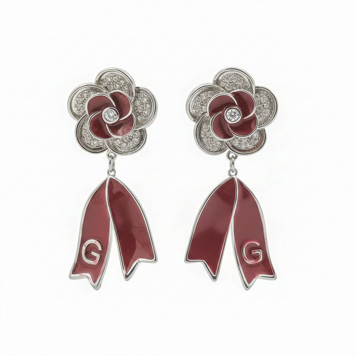 Scarlet Bloom Diamond Drop Earrings jewellery product view 6