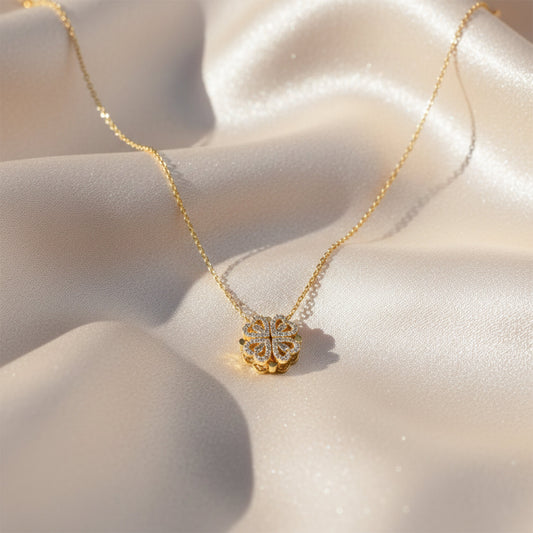 Lucky Clover Diamond Pendant Necklace jewellery product view 2