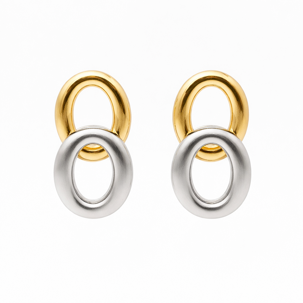 Timeless Dual Link Gold Silver Earrings jewellery product view 5