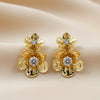 Golden Flower Crystal Studs Earrings jewellery product view 1