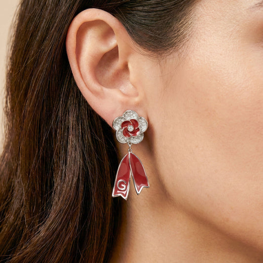 Scarlet Bloom Diamond Drop Earrings jewellery product view 2