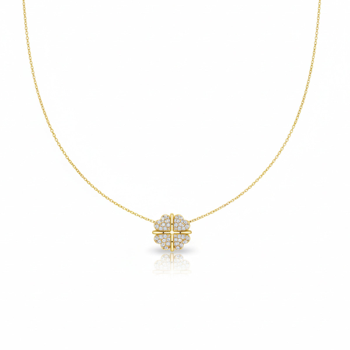 Lucky Clover Diamond Pendant Necklace jewellery product view 4