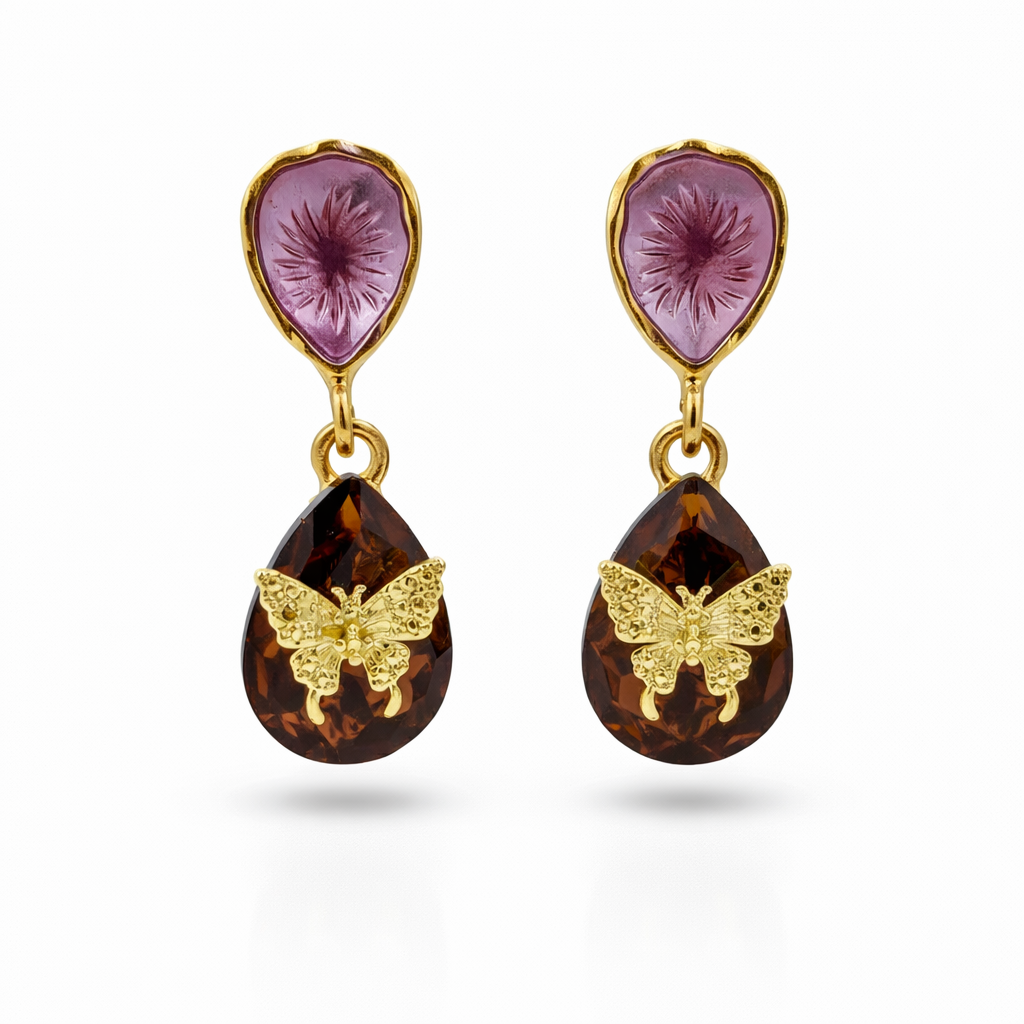 Butterfly Gemstone Drop Earrings jewellery product view 5