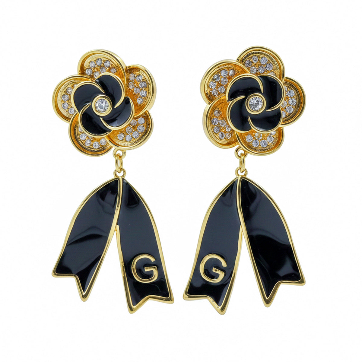 Noir Bloom Luxe Ribbon Drop Earrings jewellery product view 6