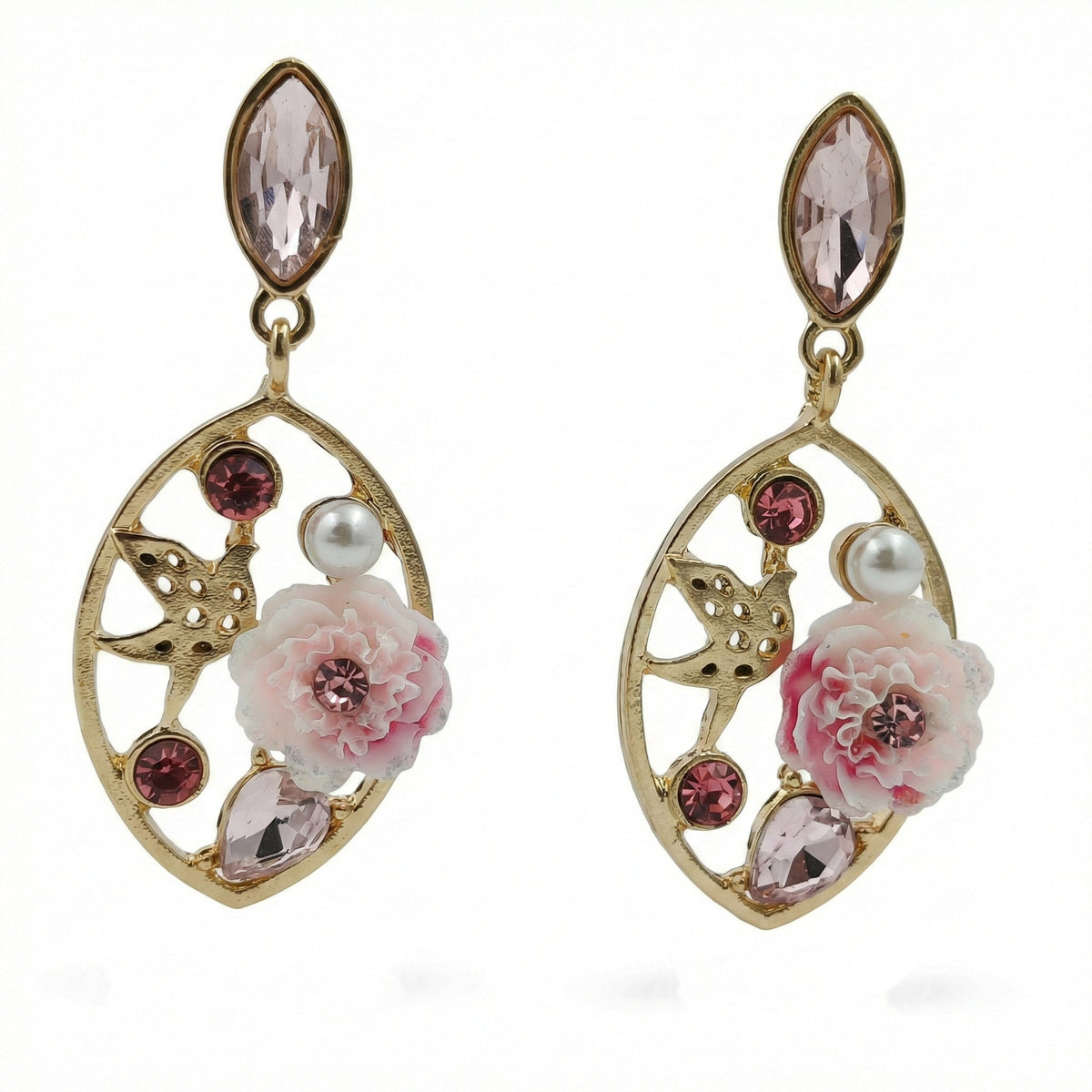 Pink Pearl Elegance Drops Earrings jewellery product view 6