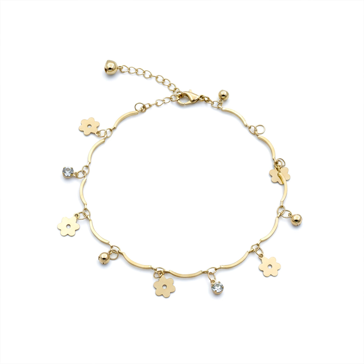 Golden Blossom Charm Anklet jewellery product view 5