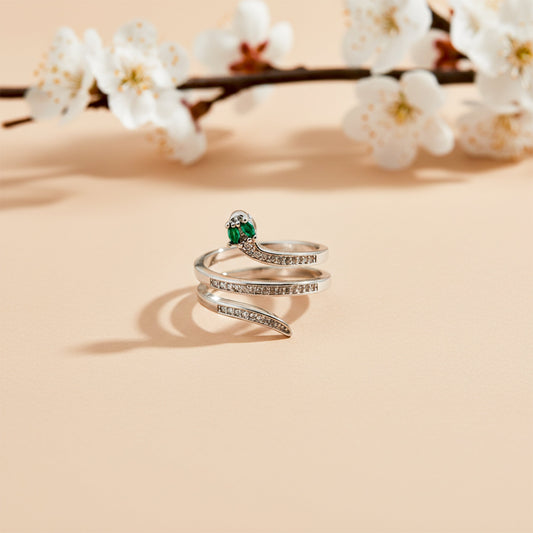 Mystic Emerald Diamond Wrap Ring jewellery product view 2