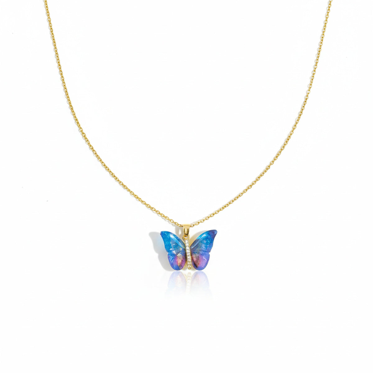Aurora Butterfly Gold Pendant Necklace jewellery product view 5