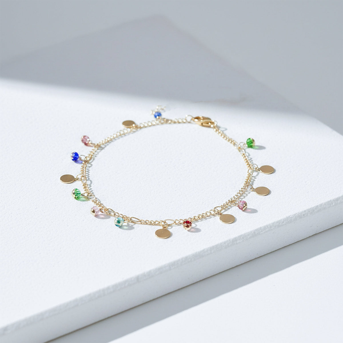 Luxe Bloom Multicolor Gem Anklet jewellery product view 5