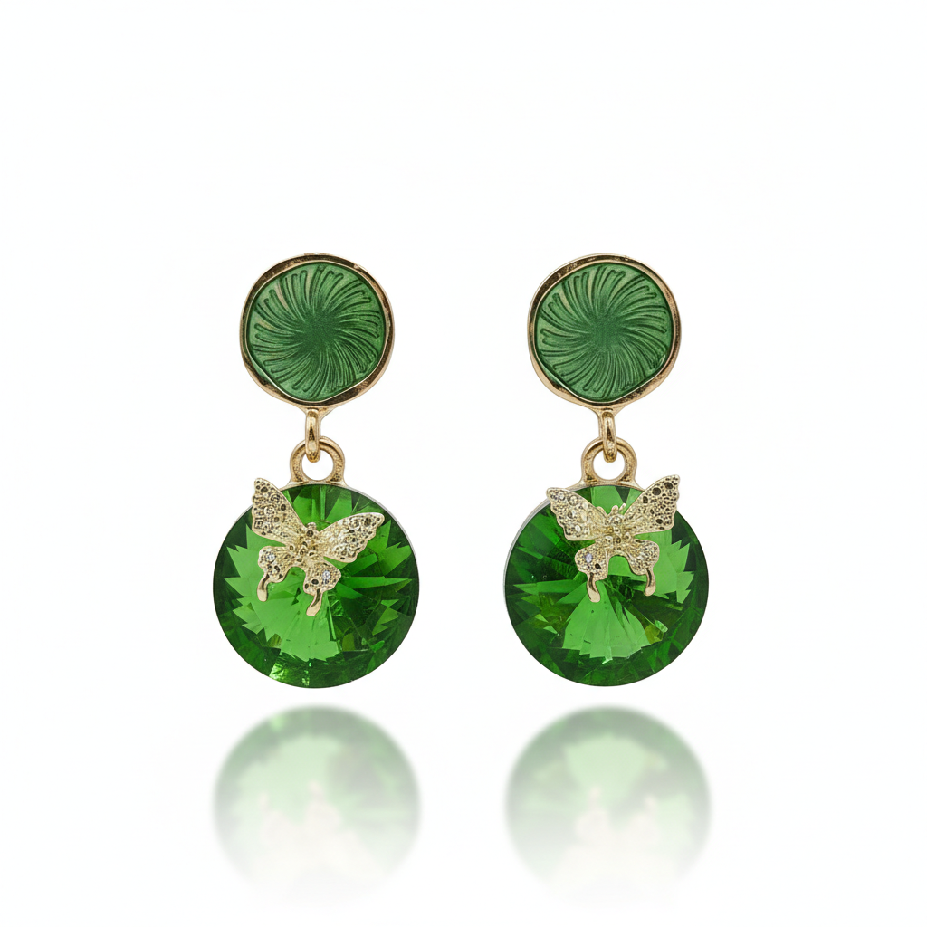 Green Royale Drops Earrings jewellery product view 5