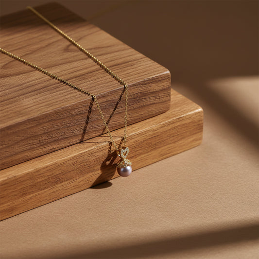 Amore Pearl Heart Necklace jewellery product view 2