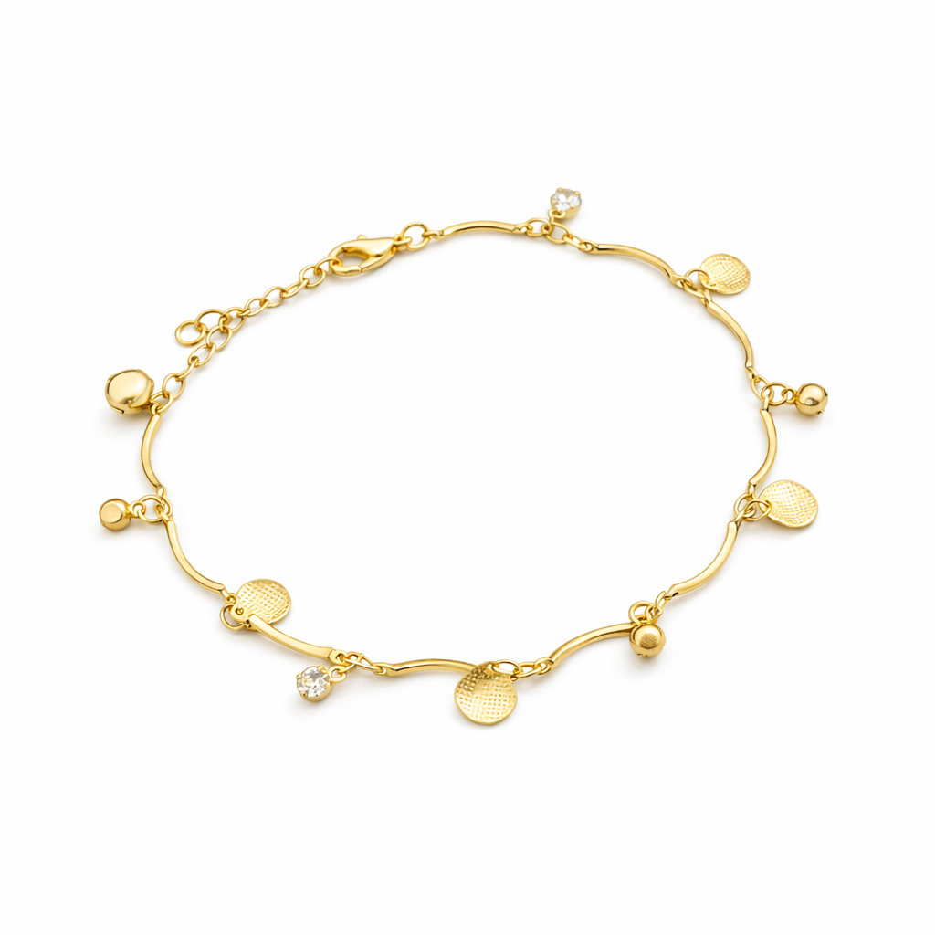 Luxpenny Signature Gold Charm Anklet jewellery product view 4