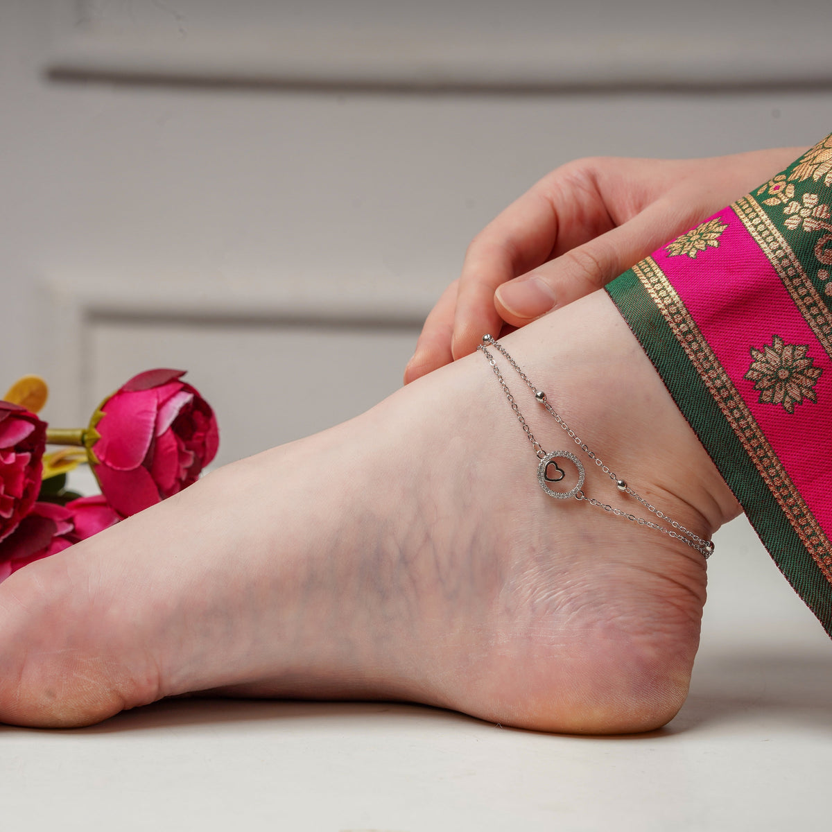 Romantic Heart Drop Anklet jewellery product view 4