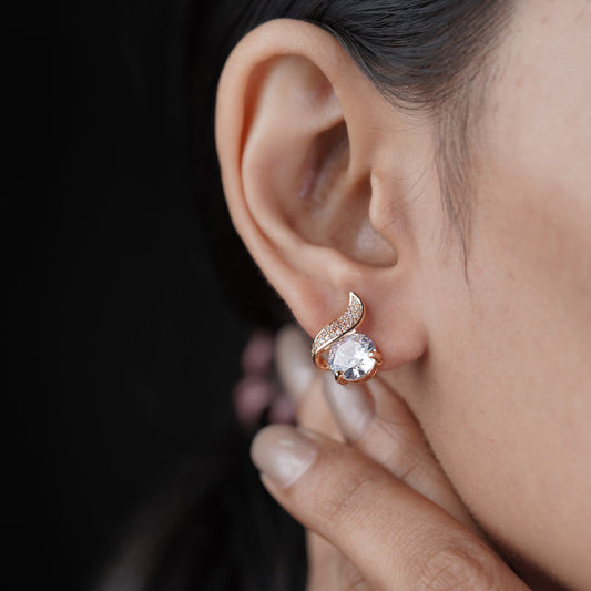 Crescent Diamond Glow Stud Earrings jewellery product view 2