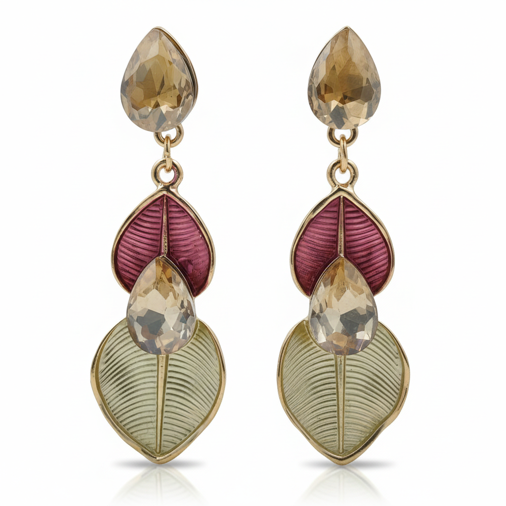 Prism Leaf Statement Earrings jewellery product view 5