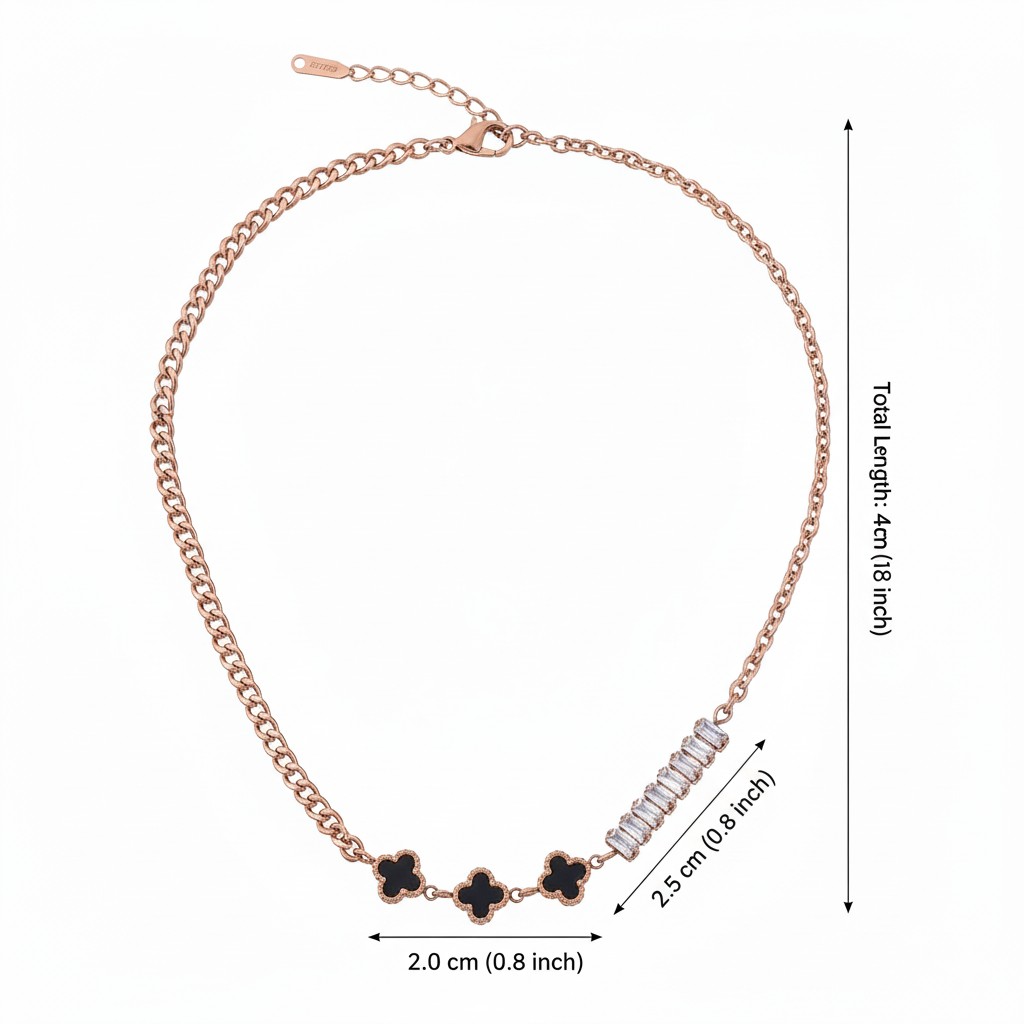 Clover Black Necklace jewellery product view 9