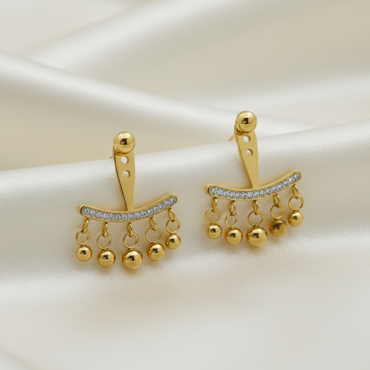 Golden Jhalar Luxe Chandelier Earrings jewellery product view 2